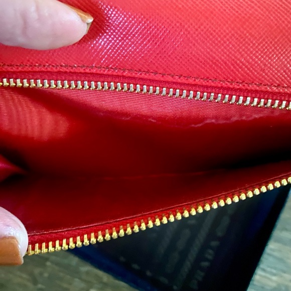 Prada Red Saffiano Metal Leather Logo Flap Continental Wallet - Picture 7 of 9